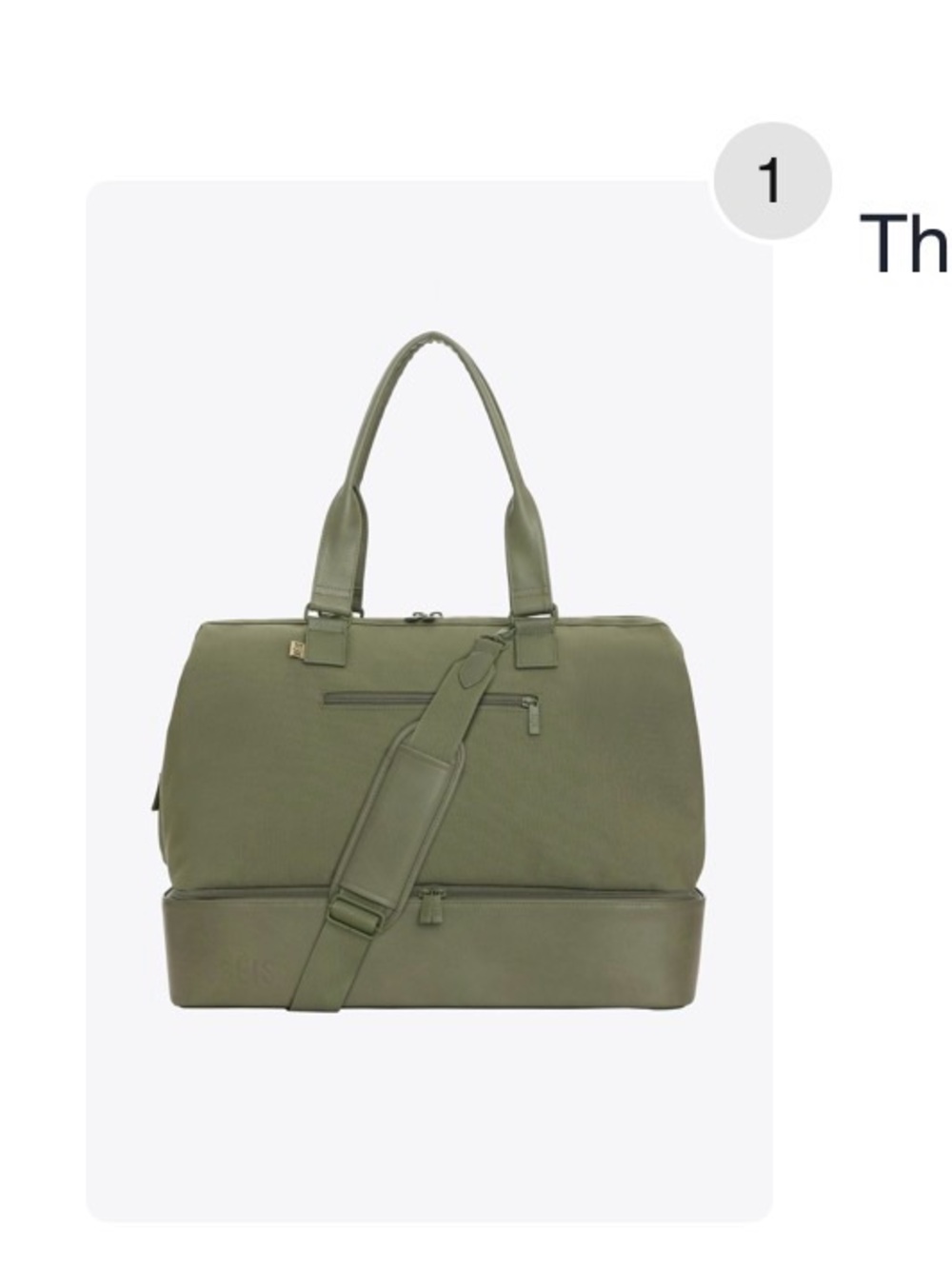BEIS Olive Travel Duffle with Shoulder Strap